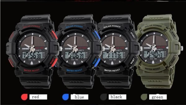 Time beauty personality solar watch fashion electronic double display waterproof outdoor sports men's watch student watch