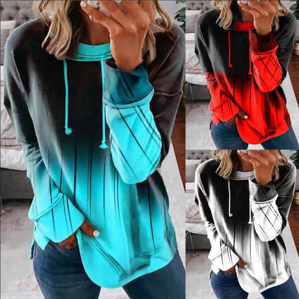 Round Neck Loose Gradient Printing Casual Sweatshirt